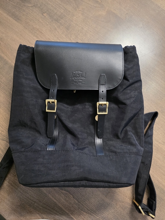 Herschel Supply Company Black Canvas & Leather Flap Backpack - Picture 2 of 4